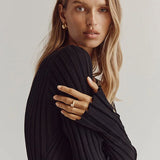 Aerelle™ V-Neck Sleeved Knit Midi Dress