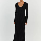 Aerelle™ V-Neck Sleeved Knit Midi Dress
