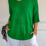Lumikeuze™ | Effen kleur gebreide top met V-hals
