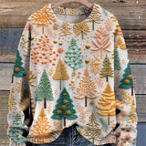 Varm hygge-sweater med juletræer