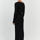 Aerelle™ V-Neck Sleeved Knit Midi Dress