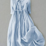 AZULAH | Elegant Short Sleeve Dress with Tie at the Waist