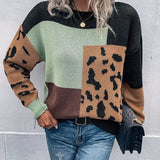 Le Clair™ | Vintage Leopard Patchwork Sweater