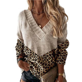 Le Clair™ | Leopard-sweater med V-hals og farveblokke