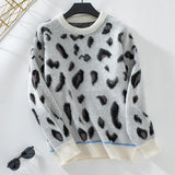 Le Clair™ Jacquard-sweater i uld med leopardprint