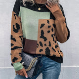 Le Clair™ | Vintage Leopard Patchwork Sweater