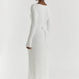 Aerelle™ V-Neck Sleeved Knit Midi Dress