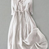 AZULAH | Elegant Short Sleeve Dress with Tie at the Waist
