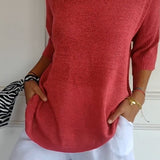 Lumikeuze™ | Effen kleur gebreide top met V-hals